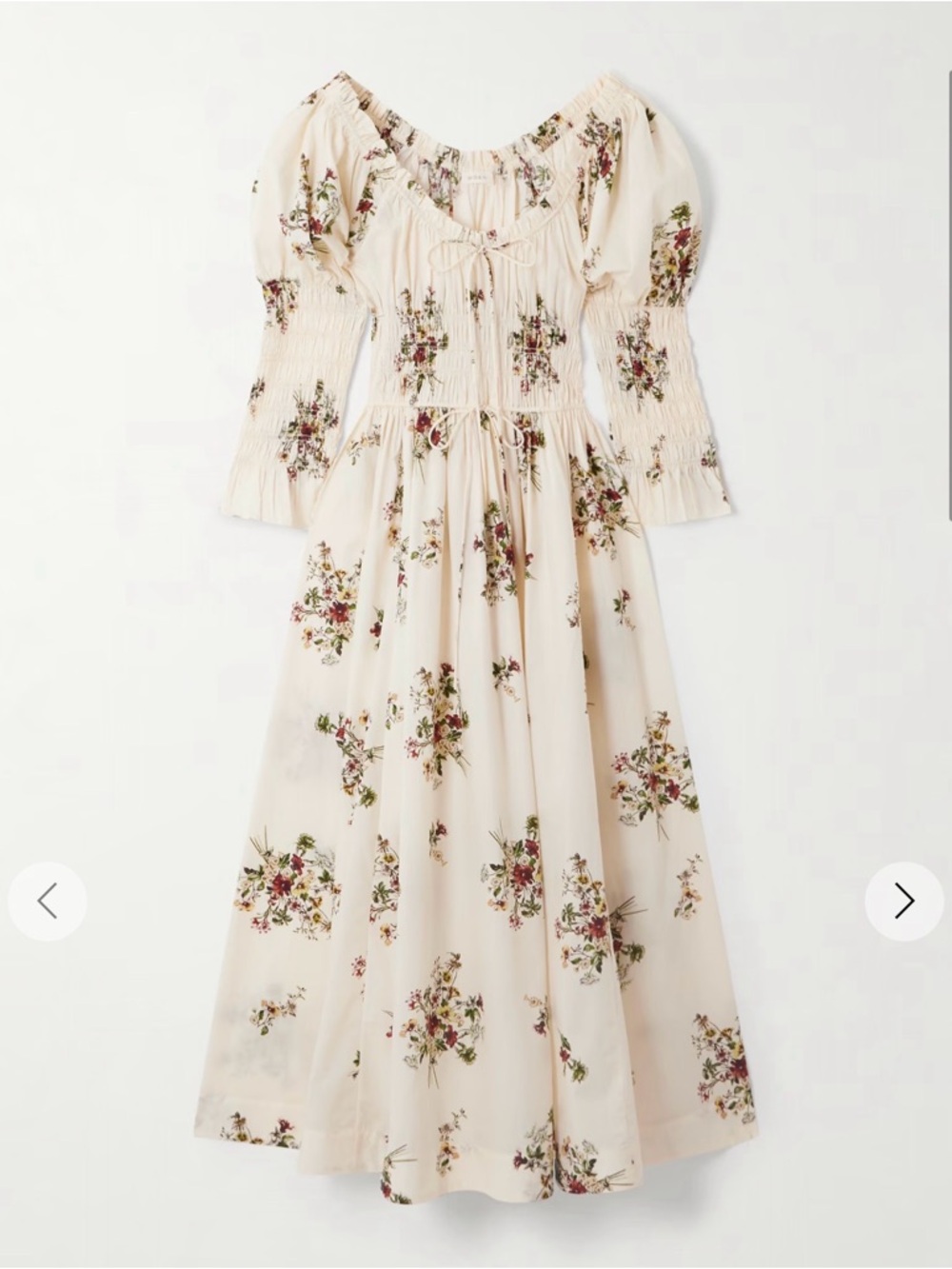 Doen Kaira shirred floral-print organic cotton-poplin midi dress